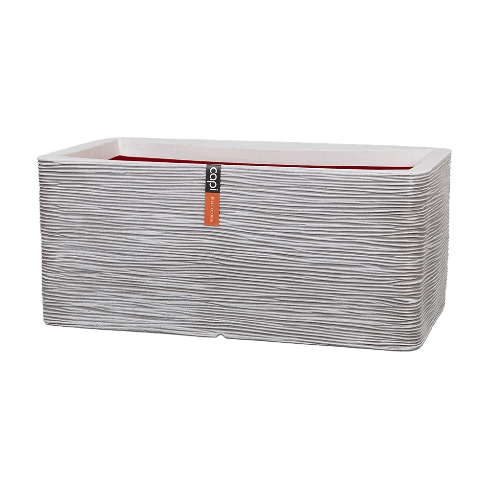 Capi Plantenbak Rechthoek Nature Rib NL - L73 X B39 X H32cm - Ivoor