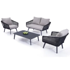 Barcelona 4-delige Stoel-bank Loungeset Met Salontafel