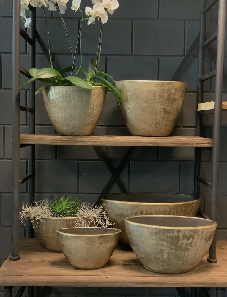 Bloempot Kos Ovaal - L41 X B19 X H22cm - Goud - Afbeelding 3