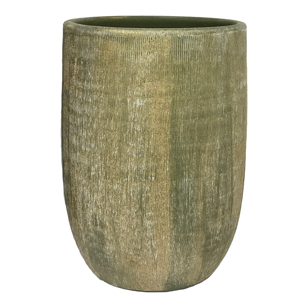 Bloempot Miami Hoog - D26 X H40cm - Groen Cement
