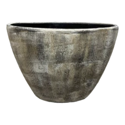 Bloempot Miami Ovaal - L33 X D13 X H24cm - Zwart Cement