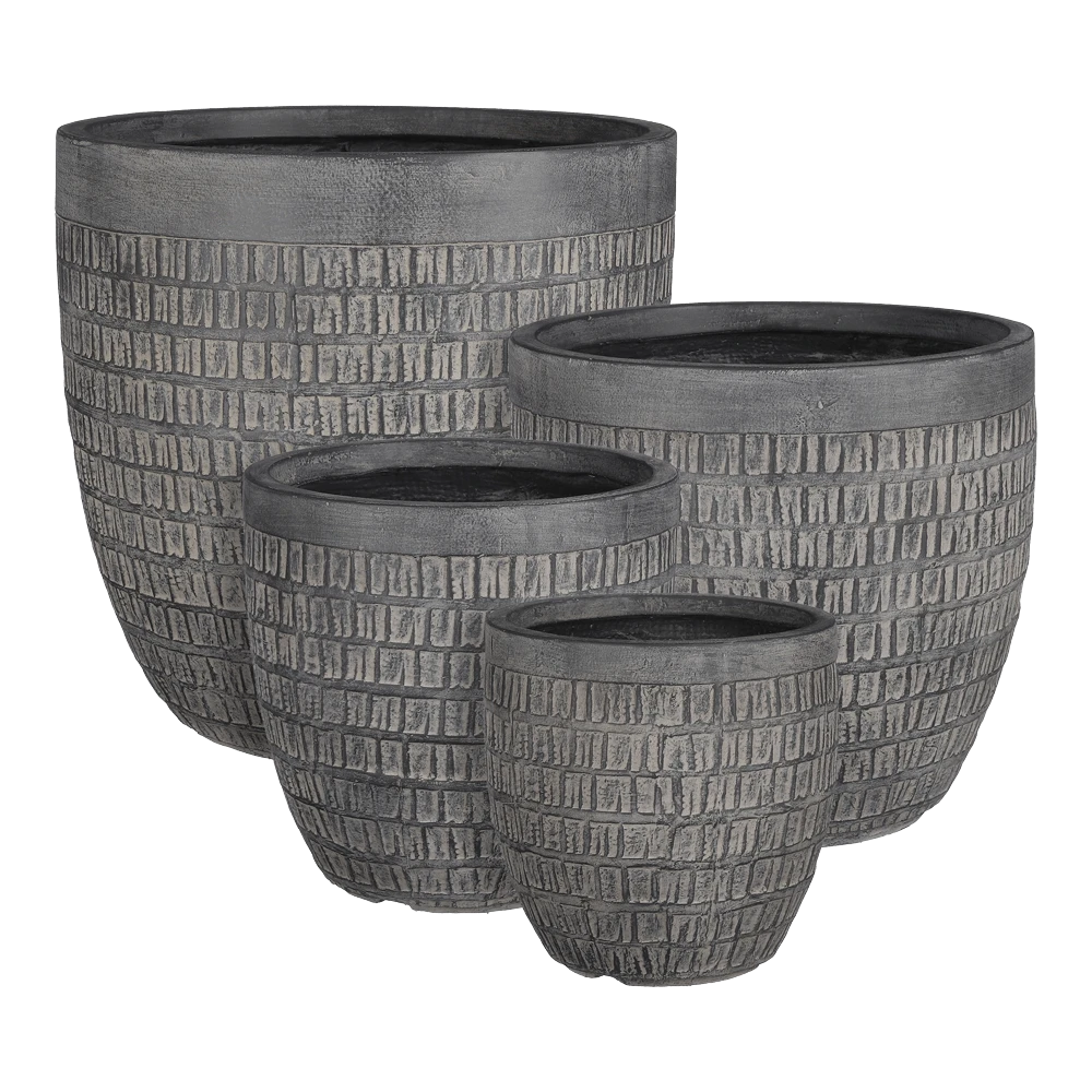 Bloempot Tallinn - D44,5 X H44cm - Zwart-grijs