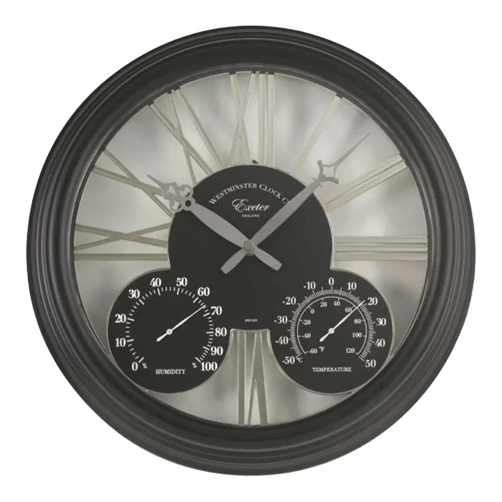 Buitenklok Exeter - 3in1 - 38cm - Zwart