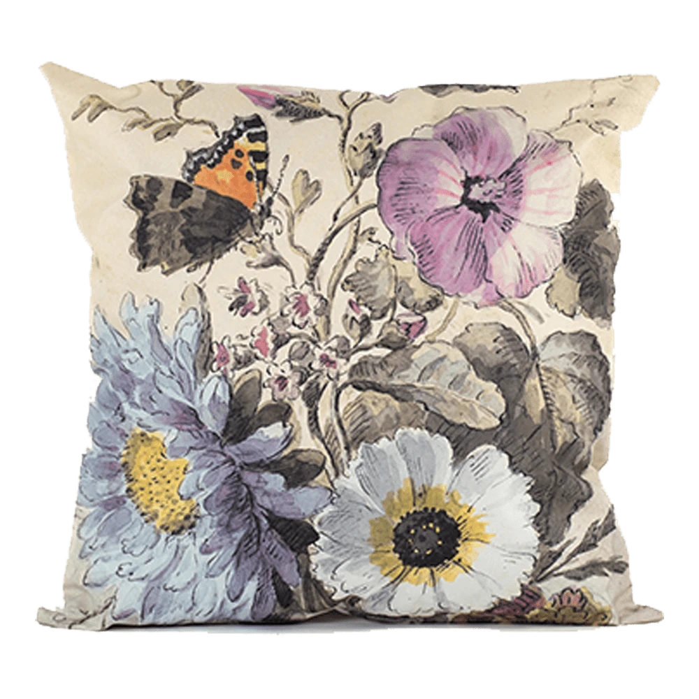 Buitenkussen Boeket Bloemen Met Vlinder 45x45cm - Tuinkussen