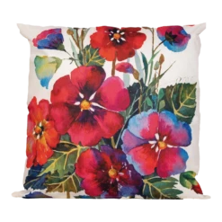 Buitenkussen Rode Bloemen 45x45cm - Tuinkussen