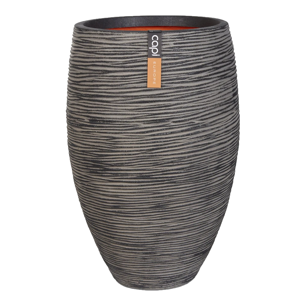 Capi Bloempot Hoog Nature Elegant Deluxe Rib NL - D45 X H72cm - Antraciet