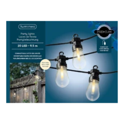 Lumineo Feestverlichting Lichtsnoer - Peervorm - 950cm - 20 LEDS - Warm Wit