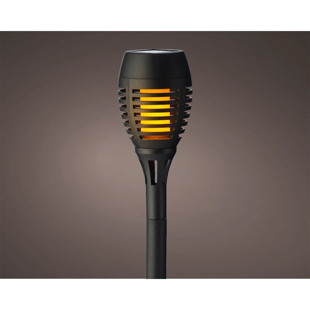 Lumineo LED Solar Tuinfakkel - Vlameffect - D7.5 X H27cm - Zwart - 4st. - Afbeelding 2