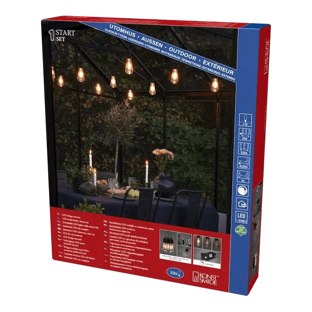 Lichtsnoer Feestverlichting Edison LED Koppelbaar + Dimbaar - Startset - 10m - 10 LED's - Konstsmide - Afbeelding 5