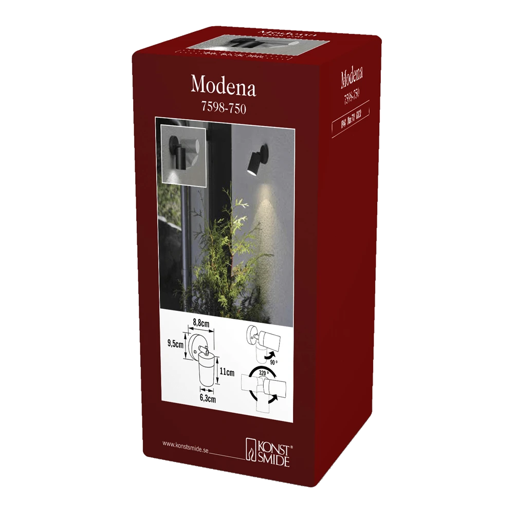 Konstsmide Modena 230V Wandlamp Downspot Zwenkbaar 320u00b0 X 90u00b0 15cm, GU10, Max 7W - Afbeelding 4
