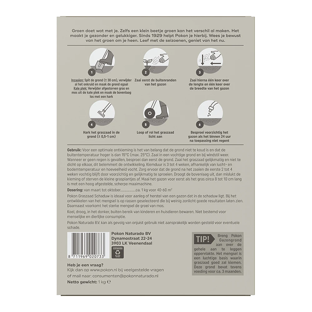 Pokon Graszaad Schaduw 1kg - Graszaad - Afbeelding 2