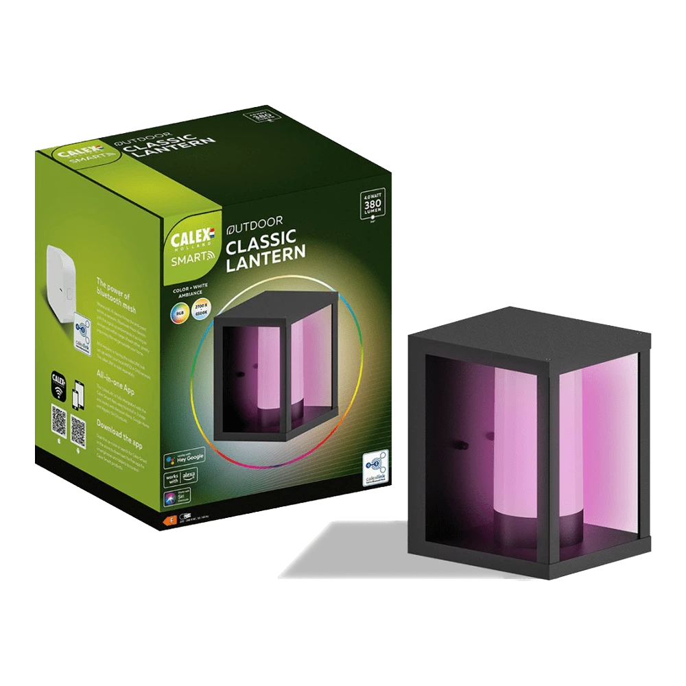 Calex Smart Outdoor Wandlamp/Klassieke Lantaren RGB CCT - 4W 380lm