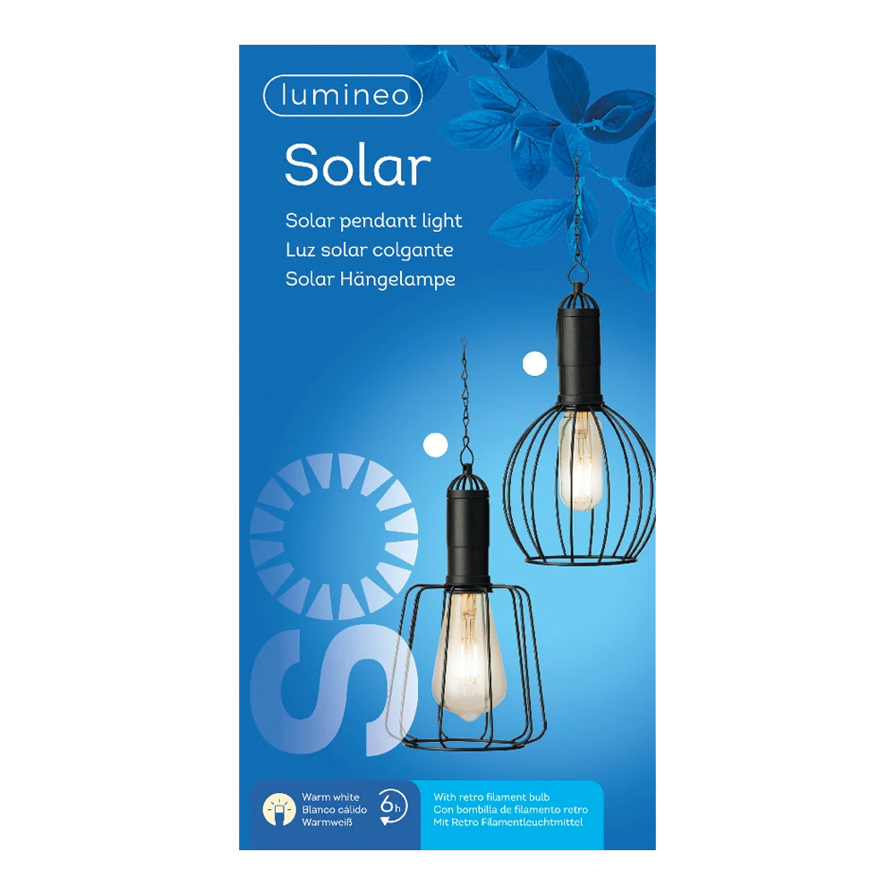 Lumineo Solar Hanglamp - LED - D13 X H22cm - Zwart - Assorti