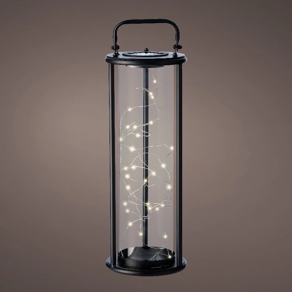 Lumineo Solar Lantaarn - LED - D15 X H42cm - Zwart - Afbeelding 2