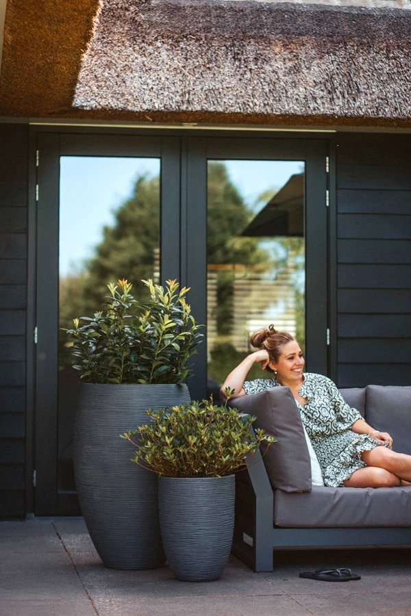 Capi Bloempot Nature Elegant Rib NL - D46 X H58cm - Donkergrijs - Afbeelding 3